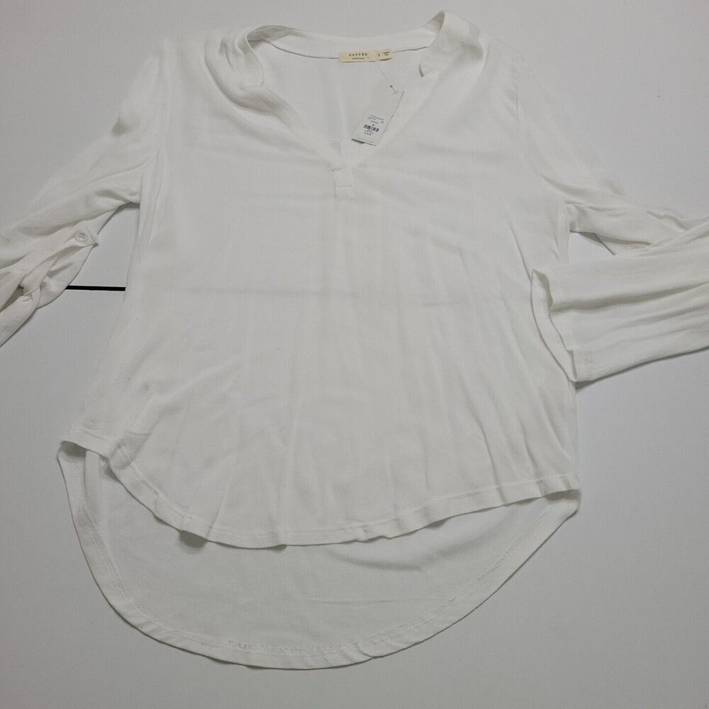 Francescas Harper Shirt Womens‎ Small Long Sleeve Boho Blouse White Comfort Top